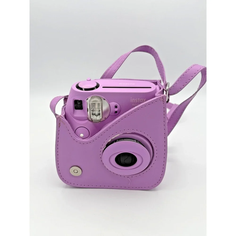 Fujifilm Instax Mini 7S Instant Film Camera Purple Tested Powers On w/ Case